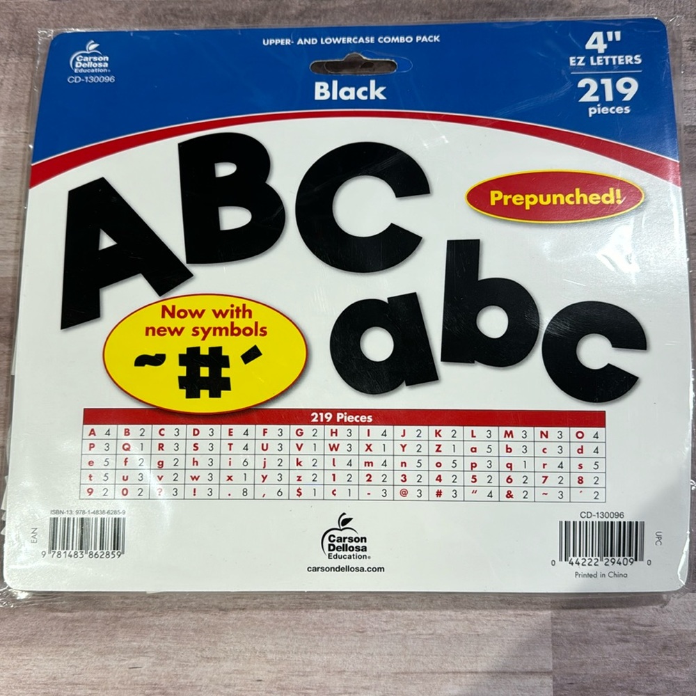 Carson Dellosa Prepunched Black Upper- and Lowercase Combo Pack